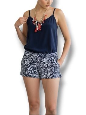 Lilly Pulitzer The Walsh Short Night Swimming Navy Blue & White Cotton Shorts 2